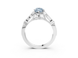 White gold Fancy Blue Marquise  Cut Diamond with Milgrain Marquise and Bezel Accents on a Solitaire Band with Prong Setting_232