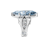 White gold Fancy Blue Marquise  Cut Diamond with Milgrain Marquise and Bezel Accents on a Solitaire Band with Prong Setting_233