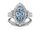 White gold Fancy Blue Marquise  Cut Double Halo Diamond Engagement Ring with Pave Band and Four-Prong Setting_54