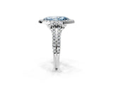 White gold Fancy Blue Marquise  Cut Double Halo Diamond Engagement Ring with Pave Band and Four-Prong Setting_56