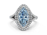 White gold Fancy Blue Marquise  Cut Double Halo Split Shank Diamond Ring with Prong Setting_44