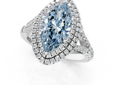 White gold Fancy Blue Marquise  Cut Double Halo Split Shank Diamond Ring with Prong Setting_45