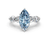 White gold Fancy Blue Marquise  Cut Five-Stone Prong Set Diamond Ring with Classic Band_31