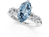 White gold Fancy Blue Marquise  Cut Five-Stone Prong Set Diamond Ring with Classic Band_33