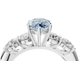White gold Fancy Blue Marquise  Cut Five-Stone Prong Set Diamond Ring with Classic Band_35