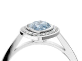 White gold Fancy Blue Marquise Cut Halo Bezel Diamond Pave Band Ring_4