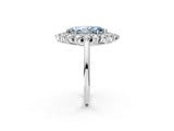 White gold Fancy Blue Marquise Cut Halo Cluster Diamond Ring with Pave Band and Four-Prong Setting_15