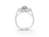 White gold Fancy Blue Marquise Cut Halo Cluster Diamond Ring with Pave Band and Four-Prong Setting_16