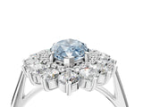 White gold Fancy Blue Marquise Cut Halo Cluster Diamond Ring with Pave Band and Four-Prong Setting_4