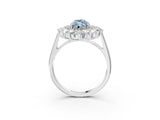White gold Fancy Blue Marquise Cut Halo Cluster Diamond Ring with Pave Band and Four-Prong Setting_4