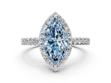 White gold Fancy Blue Marquise  Cut Halo Diamond Engagement Ring with Pave Band and Four-Prong Setting_28