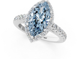 White gold Fancy Blue Marquise  Cut Halo Diamond Engagement Ring with Pave Band and Four-Prong Setting_29