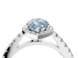 White gold Fancy Blue Marquise  Cut Halo Diamond Engagement Ring with Pave Band and Four-Prong Setting_32