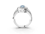 White gold Fancy Blue Marquise Cut Halo Diamond Engagement Ring with Pave Split Shank and Four-Prong Setting_3