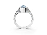 White gold Fancy Blue Marquise Cut Halo Diamond Engagement Ring with Split Shank Band and Four-Prong Setting_15