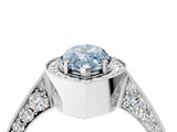 White gold Fancy Blue Marquise Cut Halo Diamond Engagement Ring with Split Shank Band and Four-Prong Setting_16