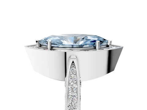 White gold Fancy Blue Marquise Cut Halo Diamond Engagement Ring with Split Shank Band and Four-Prong Setting_17