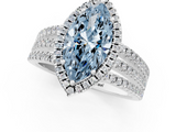 White gold Fancy Blue Marquise  Cut Halo Diamond Engagement Ring with Split Shank and Four-Prong Setting_20