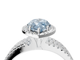 White gold Fancy Blue Marquise  Cut Halo Diamond Engagement Ring with Split Shank and Four-Prong Setting_25