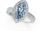 White gold Fancy Blue Marquise  Cut Halo Diamond Pave Band Ring with Four-Prong Setting_26