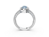 White gold Fancy Blue Marquise  Cut Halo Diamond Pave Band Ring with Four-Prong Setting_28