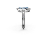 White gold Fancy Blue Marquise  Cut Halo Diamond Pave Band Ring with Four-Prong Setting_47