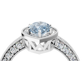 White gold Fancy Blue Marquise  Cut Halo Diamond Pave Band Ring with Four-Prong Setting_48