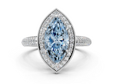White gold Fancy Blue Marquise  Cut Halo Diamond Pave Band with Four-Prong Setting_37
