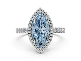 White gold Fancy Blue Marquise Cut Halo Diamond Pave Band with Prong Setting_12