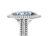 White gold Fancy Blue Marquise Cut Halo Diamond Ring with Beaded Split Shank and Four-Prong Setting_5