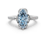 White gold Fancy Blue Marquise  Cut Halo Diamond Ring with Channel Set Band and Four-Prong Setting_32