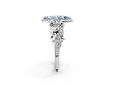White gold Fancy Blue Marquise Cut Halo Diamond Ring with Milgrain and Bezel Accents on a Split Shank Band_14