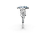 White gold Fancy Blue Marquise Cut Halo Diamond Ring with Milgrain and Bezel Accents on a Split Shank Band_26