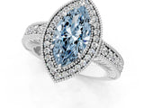 White gold Fancy Blue Marquise  Cut Halo Diamond Ring with Pavé Band and Four-Prong Setting_68