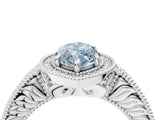 White gold Fancy Blue Marquise  Cut Halo Diamond Ring with Pavé Band and Four-Prong Setting_71