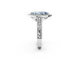 White gold Fancy Blue Marquise  Cut Halo Diamond Ring with Pavé Band and Four-Prong Setting_72