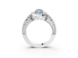 White gold Fancy Blue Marquise  Cut Halo Diamond Ring with Pavé Band and Four-Prong Setting_72