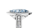 White gold Fancy Blue Marquise  Cut Halo Diamond Ring with Pavé Band and Four-Prong Setting_72