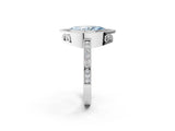 White gold Fancy Blue Marquise  Cut Halo Diamond Ring with Pavé Band and Milgrain Prong Setting_34