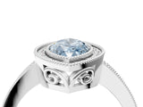 White gold Fancy Blue Marquise  Cut Halo Diamond Ring with Pavé Band and Milgrain Prong Setting_37