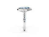 White gold Fancy Blue Marquise Cut Halo Diamond Ring with Pavé Band and Three-Prong Setting_14