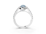 White gold Fancy Blue Marquise Cut Halo Diamond Ring with Pavé Band and Three-Prong Setting_15