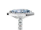 White gold Fancy Blue Marquise Cut Halo Diamond Ring with Pavé Band and Three-Prong Setting_17
