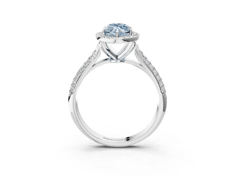 White gold Fancy Blue Marquise Cut Halo Diamond Ring with Pavé Band_39