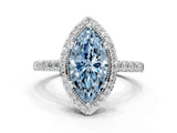White gold Fancy Blue Marquise  Cut Halo Diamond Ring with Pave Band and Four-Prong Setting_24