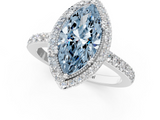 White gold Fancy Blue Marquise  Cut Halo Diamond Ring with Pave Band and Four-Prong Setting_25