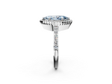 White gold Fancy Blue Marquise  Cut Halo Diamond Ring with Pave Band and Four-Prong Setting_26