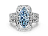 White gold Fancy Blue Marquise Cut Halo Diamond Ring with Round  Split Shank and Prong Setting_141