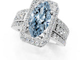White gold Fancy Blue Marquise Cut Halo Diamond Ring with Round  Split Shank and Prong Setting_142