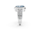 White gold Fancy Blue Marquise Cut Halo Diamond Ring with Round  Split Shank and Prong Setting_144